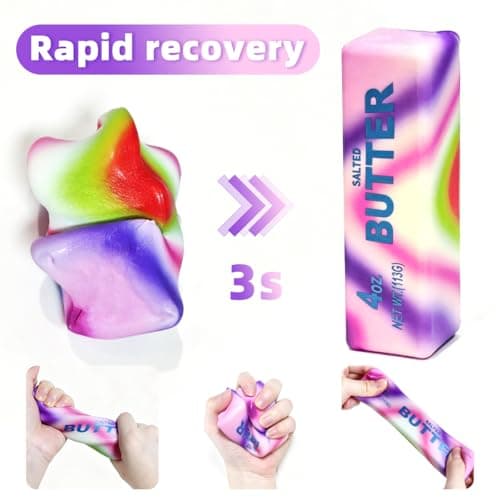2 Pcs Rainbow Butter Squishy Stick , Super Soft Slow Rising Fidget Squeeze Toy, Colorful Sensory Stress Relief Desk Toy for Home, Office, Travel, Novelty Anxiety Relief Toy for Kids & Adults B0GYRGW65Q