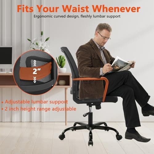 CLATINA Ergonomic Rolling Mesh Desk Chair with Executive Lumbar Support and Adjustable Swivel Design for Home Office Computer Black 8 Pack