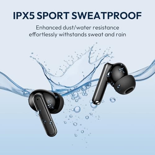 BAFONE Earbuds Wireless Bluetooth Ear Buds 60H Playback LED Power Display Headphone Wireless Bluetooth IPX5 Waterproof in-Ear Earbuds with Mic for Smart Phone Laptop Computer Sports (Black)