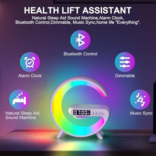 Kangtaixin Wake Up Light Alarm Clock for Kids, LED Table Bedsides Lamp with Sunrise Simulation, Sleep Aid, Snooze, Bluetooth Speaker, Night Light for Bedroom Decor, Birthday, Christmas Gift