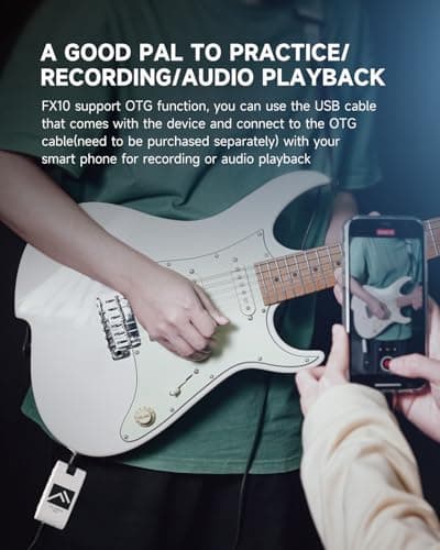 FLAMMA Guitar Headphone Amp Portable with 28 Drum Grooves 14 Built-in Effects 14 Amplifier Models 5 Tone Colors Support Bluetooth USB Audio Recording and Playback OTG Function Home Practice