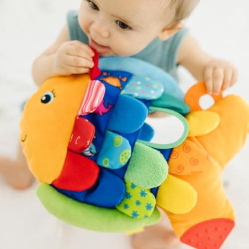 Melissa & Doug K’s Kids, Flip Fish Stuffed Animal, Soft Baby Book, Multi-Textured Squeaking & Crinkling Infant Sensory Toys for Babies with Baby Mirror, Tummy Time Toys for Infants Ages 0–9 Months