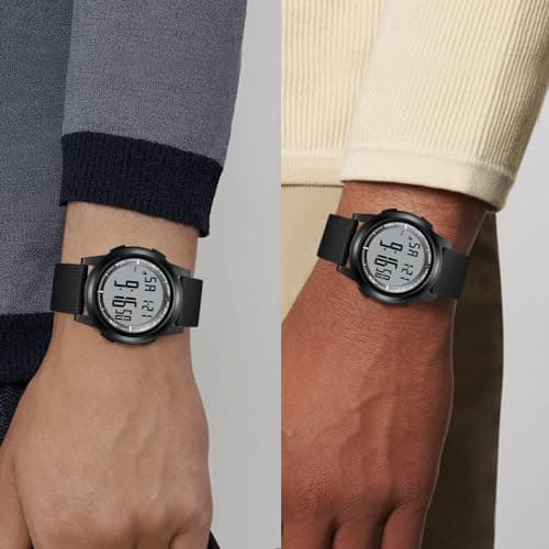 HANPOSH Mens Digital Watch Ultra Thin Minimalist Sports Waterproof Outdoor LED Screen Large Face Wrist Watches for Men with Back Light Alarm Date Stopwatch