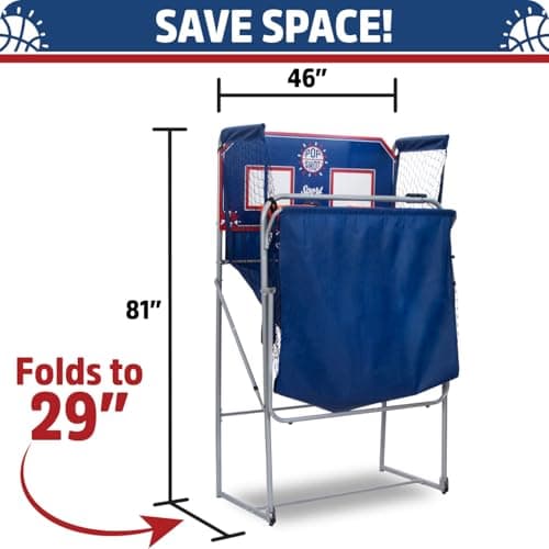 Pop-A-Shot - Dual Shot Sport | Arcade Basketball Game for Home | Paddle Scoring Hoop, 10 Game Modes, 4 Balls | Foldable for Easy Storage | Fun for All Players