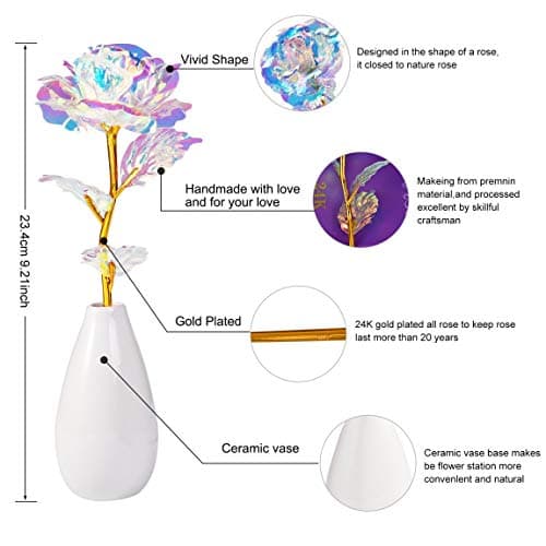 Tmacker Christmas Mom Gifts for Grandma Women-Artificial Rose Fake Flowers with Ceramic Vase, Birthday Gifts for Mom Wife Girlfriend Sister on Valentines Mothers Day Anniversary Thanksgiving Wedding