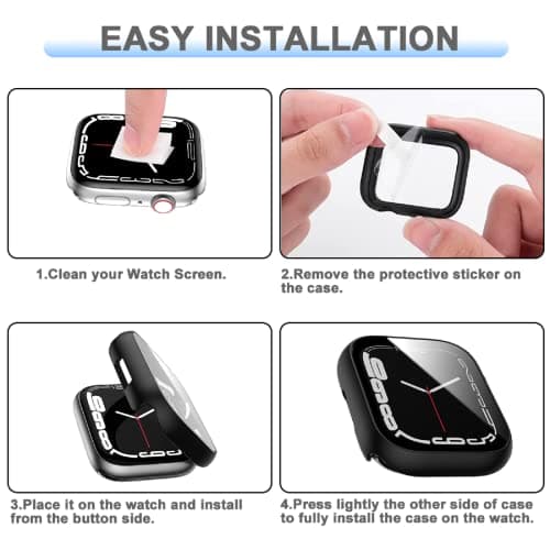 6 Pack Hard PC Case with Tempered Glass Screen Protector 44mm for Apple Watch SE 3/SE(2nd) Series 6/SE/5/4,Rontion Ultra-Thin Scratch Resistant Full Protective Bumper Cover for iWatch 44mm Accessorie