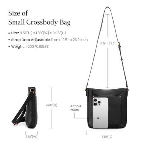 befen Genuine Leather Small Crossbody Bags for Women, Womens Cross Body Shoulder Purse Handbags with RFID Blocking Card Slots