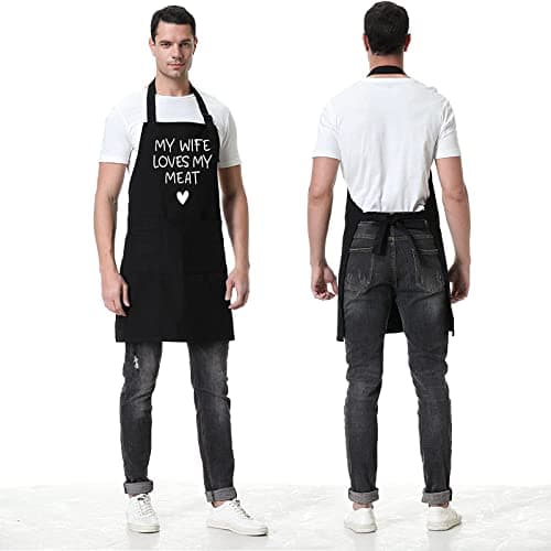 Fairy's Gift Funny Husband Apron, Men's Anniversary Christmas, Cool Birthday Gifts for Him, Husband Gifts from Wife, Manly Presents for Men, Grilling Kitchen Aprons with Pockets for Cooking Hubby Him