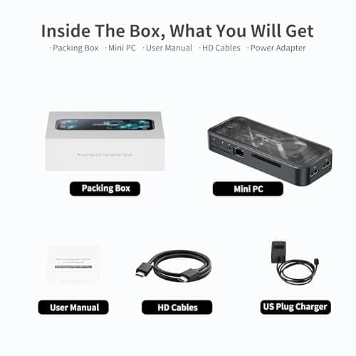 DreamQuest Mini Plus Mini PC Windows 11 Pro Preloaded, Intel N95 (Up to 3.4GHz)12GB DDR5 512GB SSD Mini Desktop Computers , 2*USB C, 2*HDMI, 4*USB 3.2, LAN,WiFi 6, Bluetooth5.3, Support 4K 60Hz