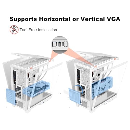 SAMA NEVIEW 4503 Mid Tower PC Case with Dual Tempered Glass Panels, 4×120mm ARGB Fans Pre-Installed, High Airflow ATX PC Case for Case PC Gaming, USB 3.0×2, Type-C Port, Supports Top 360mm AIO – White