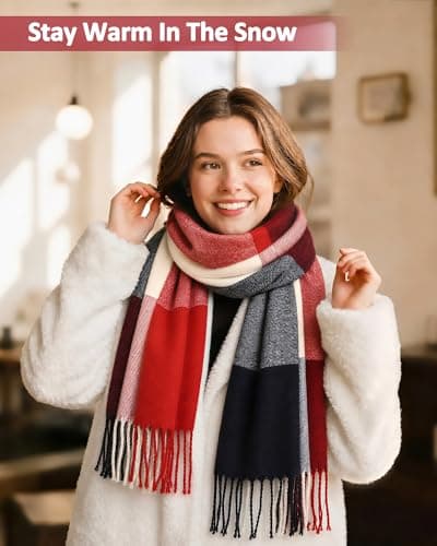Loritta Womens Scarf Fashion Long Plaid Shawls Wraps Big Grid Winter Warm Lattice Large Scarves Gifts