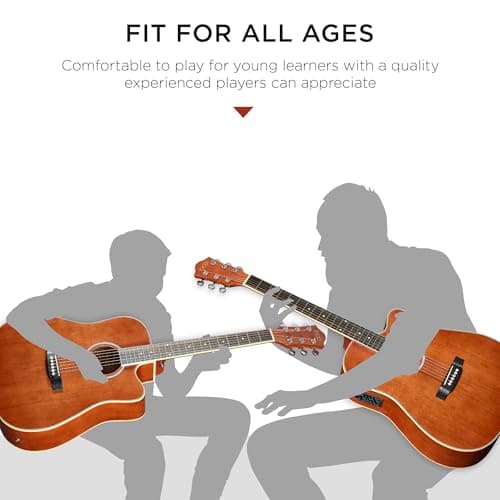 Best Choice Products Beginner Acoustic Electric Guitar Starter Set w/ 41in, All Wood Cutaway Design, Gig Bag, Strap, Picks - Natural Mahogany