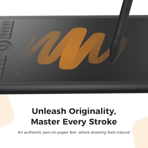 GAOMON M10K Drawing Tablet, 10x6 inch Large Graphics Tablet with Touch Ring, 8192 Levels Battery-Free Stylus, 10 Hot Keys, Art Tablet for Design, Writing, Editing, Work with Mac, Windows, Android