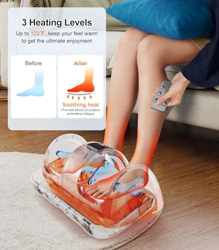 CARESKY® Shiatsu Foot Massager with Heat and Remote-FSA Eligible HSA Electric Deep Kneading Foot Massager for Neuropathy, Plantar Fasciitis, Massage Feet/Leg/Calf/Ankle, Gifts for Women and Men B0D83GDVG8