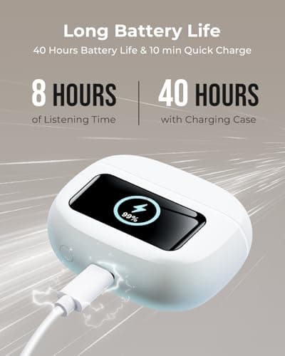 Wireless Earbuds, Ear Buds Active Noise Cancelling with Charging Case, 6.0 Bluetooth Earbuds with AI Clear Calls, 40H Playtime for Sports & Working, Stereo Sound Headphones for iPhone/Android/iPad