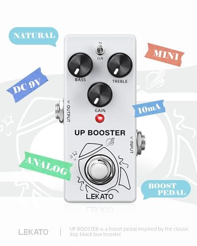 LEKATO Boost Guitar Pedal, 2-Mode Clean and TS Booster, Mini Boost Pedal for Electric Guitar, Truebypass, DC 9V