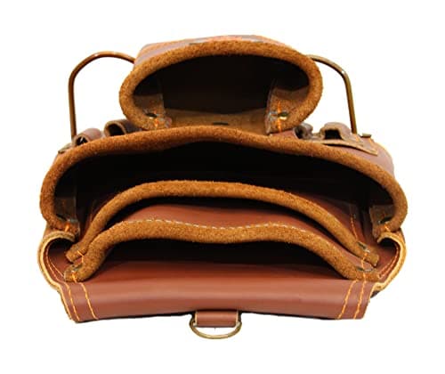 USA Pro Tools Leather Tool Pouch for Carpenter | Best for Electricians, Plumbers, Handyman and Framers | 10 Pockets with 2 Stainless Steel Hammer Holders