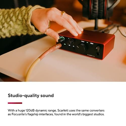 Focusrite Scarlett Solo 4th Gen USB Audio Interface, for the Guitarist, Vocalist, or Producer — High-Fidelity, Studio Quality Recording, and All the Software You Need to Record