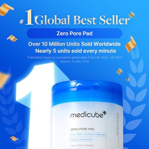Dual-Textured Facial Pad with 4.5% AHA Lactic Acid, 0.45% BHA Salicylic Acid - For All, Korean Skin Care, 70 Pads, 1 Pack medicube Toner Pads Zero Pore Pad 2.0 for Exfoliation and Pore Care B09V7Z4TJG