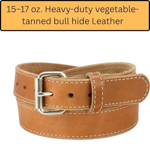 Daltech Force Roughcut® - Concealed Carry CCW Natural Leather Gun Belt 15-17 oz Full Grain Leather Belt
