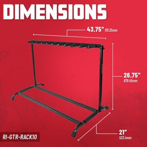 Rok-It Gator Multi Guitar Stand Rack with Folding Design, Holds up to 10 Electric or Acoustic Guitars (RI-GTR-RACK10)