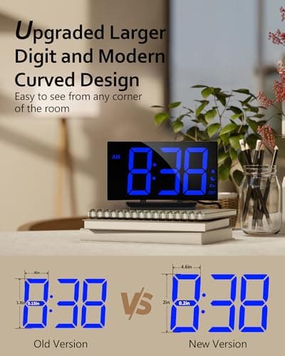 GOLOZA Upgraded Digital Alarm Clock for Bedrooms, Digital Clock with Customizable Night Mode, 5 Levels Brightness+Off, 2 Volume, 3 Alarm Tones, Snooze, USB Charging Port, Power-Off Memory, 12/24H/DST