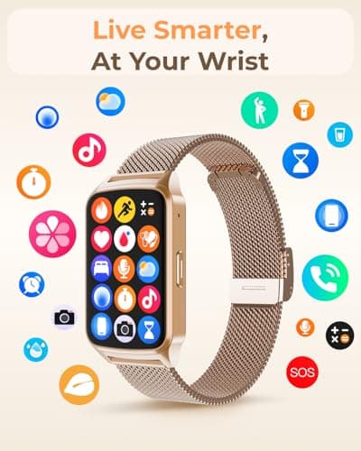 paybay Fitness Tracker Watch for Men Women, Activity Tracker for iPhone and Android with Step Counter, Calorie, Sleep Monitor, 110+ Sports Modes, IP68 Waterproof Smartwatch (Minimalist, Gold, 1.57)