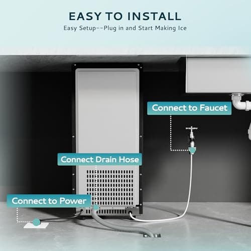 EUHOMY 15" W Commercial Under Counter Ice Maker Machine, 90 Lb/Day Auto-Cleaning & 24H Timer, Gravity Drainage,Stainless Steel Built-in Freestanding Ice Maker, 24 Lb Bin, Ideal for Commercial & Home