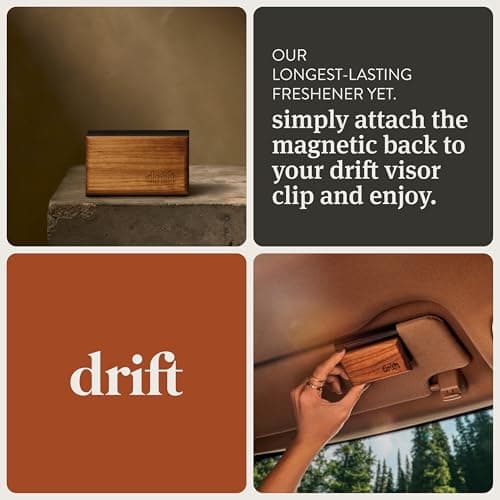 Drift Car Air Freshener - The Original Wood Air Freshener - Car Odor Eliminator - Long Lasting Scent - Auto Accessories - Metal Clip - Essential Oils - Clean Ingredients - Amber Scent Starter Kit B0C1HCCK2T