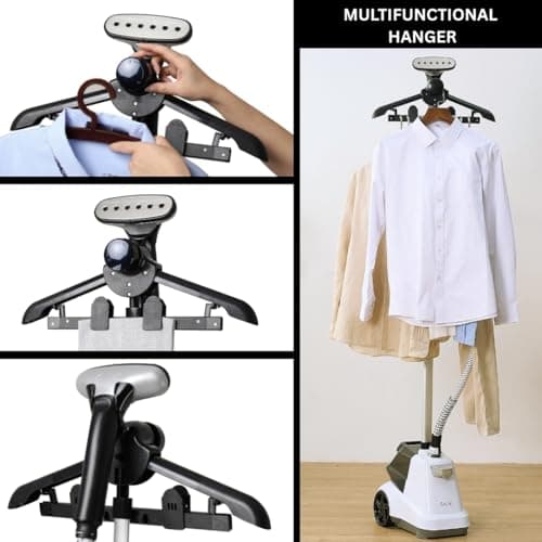 SALAV Heavy Duty Commercial Full-Size Garment Steamer with Foot Pedals and Extra Large 3L (101.5 oz) Water Tank, 1800 watts, 90+min of Continuous Steam (White)