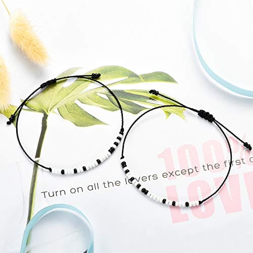 Gifts for Girlfriend Boyfriend His Her Tarsus Pinky Promise Couple Bracelets Set Morse Code Jewelry B083NCSP9Z