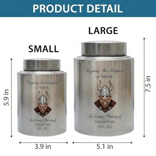 Personalized Valhalla Viking Nordic Runes Urn for Human Ashes, Exploring New Territories Norse Gift for Father Husband Brother, Memorial Keepsake Urn, Memorial Gift, in Loving Memory B0H1VSWJZL