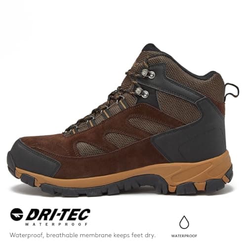 HI-TEC Yosemite WP Mid Waterproof Hiking Boots for Men, Lightweight Breathable Outdoor Trekking Shoes