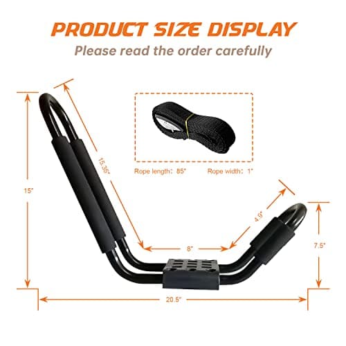 Kayak Roof Rack, 2 Pair J-Bar Roof Rack with 4 Ropes. Heavy Duty Kayak Roof Carrier for Your Canoe SUV and Trucks