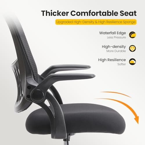 Sweetcrispy Tall Drafting Desk Chair - Ergonomic High Stool Computer with Adjustable Height and Comfy Lumbar Support, Office Rolling Counter with Flip-up Arm and Footrest, Black
