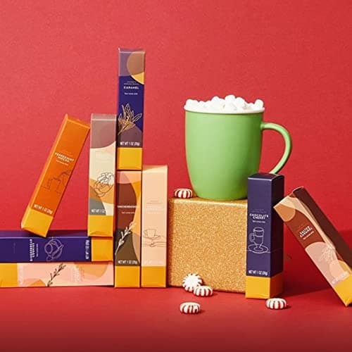 Thoughtfully Gourmet Hot Chocolate Gift Set, Flavors Include Salted Caramel, Peppermint, French Vanilla and More, Packaged in Gift Box with Bow, Set of 9