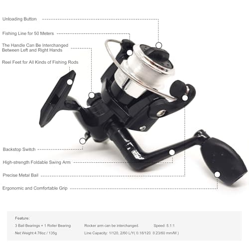 Portable Small Pen Fishing Rod Spinning Reel Combos, 38" 55" Compact Telescopic Fish Pole Kits for All Season Fishing in Rivers, Lakes, Ice, etc.