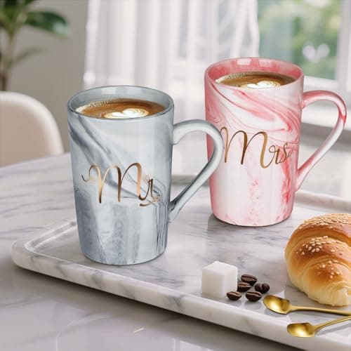 Christmas Gift for Couples Newlyweds Husband Wife His and Hers Couples Gift Bride to Be Bridal Shower Engagement Anniversary Linkax Wedding Gifts for Couples 2026, Mr and Mrs 13.19 Oz Coffee Mugs B0DM645NTY