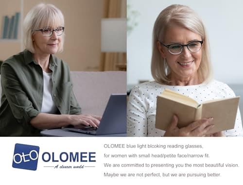 OLOMEE Blue Light Blocking Reading Glasses Women Round Readers Cute Cheaters for Small Head&Face Black/Clear/Tortoiseshell