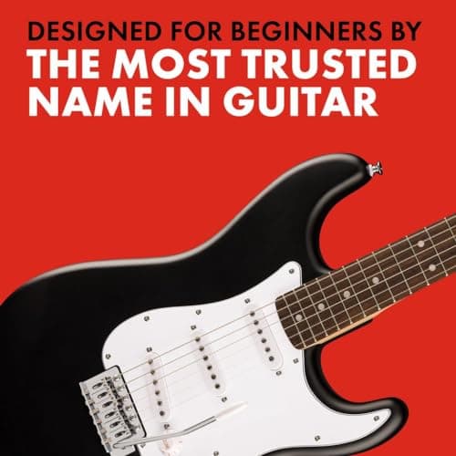Fender Squier Debut Series Stratocaster Electric Guitar, Beginner Guitar, with 2-Year Warranty, Includes Free Lessons, Black with Matte Finish