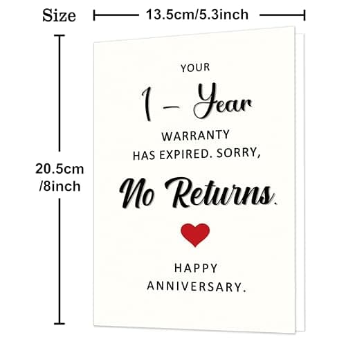Wedding Anniversary Cards Gifts for Husband Wife Couples, 1 Year Anniversary Cards Gifts for Boyfriend Girlfriend Him Her Funny 1st Anniversary Card, Anniversary Card Gifts for Men Women B0FVTLC5C9