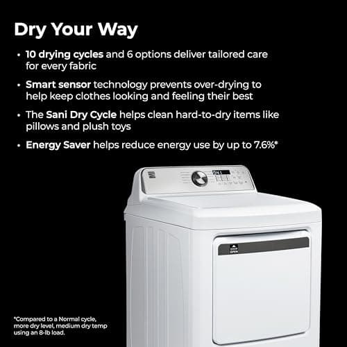 Kenmore 7.0 cu. ft. Front Load Electric Dryer - with Guard to Reduce Wrinkles & Static - Smart Sensor Drying - LED - White