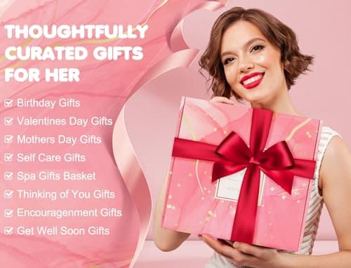 with Luxury Flannel Blanket, Light-up Rose Flower - Unique Self Care Gift Basket for Mom, Wife, Friends Birthday and Get Well Gifts for Women - Relaxing Spa Care Package B0DCN225F9