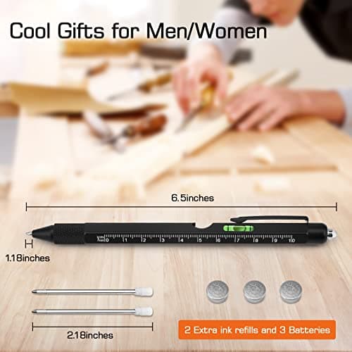 Gifts for Men, Christmas Stocking Stuffers for Men Dad Husband Adults, 9 in 1 Multitool Pen, Cool Tools Gadgets Birthday Present, Fathers Day Dad Gifts from Daughter Son