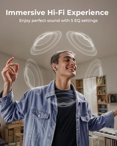 Wireless Earbuds, Ear Buds Active Noise Cancelling with Charging Case, 6.0 Bluetooth Earbuds with AI Clear Calls, 40H Playtime for Sports & Working, Stereo Sound Headphones for iPhone/Android- Black