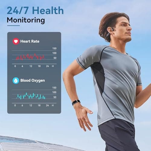 Smart Bracelet for Men Women，Health Activity Fitness Trackers with Continuous Heart Rate Monitor, 24/7 Sleep Tracking, 120+ Sport Modes, 30-Day Battery Life,Includes 2 Replacement Bands(Black)