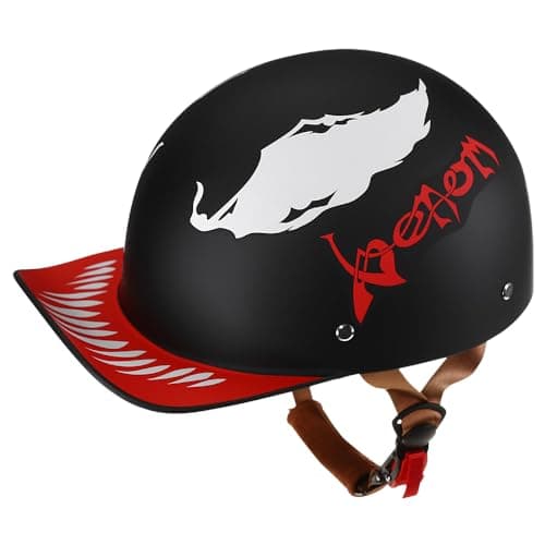 Vintage Retro Open Face Motorcycle Helmet Baseball Cap Half Helmets with pull-down Lens for Men Women Moped Cap Jet Scooter Street Cruiser - DOT Certified (Moto Rider, Medium)