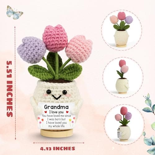 Grandmother Gift from Grandson, Granddaughter - 5.51'' x 4.13'' Mimi Gigi Nana Positive Support Crochet Gifts for Grandma from Grandkids - Christmas Birthday Grandma Gifts B0FT2DV65Z