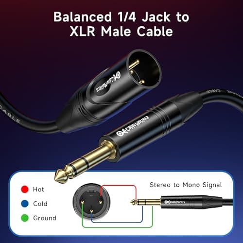 Cable Matters 6.35mm (1/4 Inch) TRS to XLR Cable - 6ft, Male to Male XLR to TRS Cable, Black - Not for Microphone Use