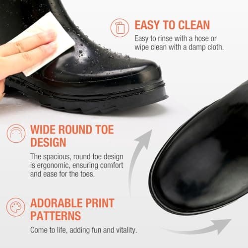 HISEA Rubber Rain Boots for Women Waterproof Garden Mud Boots